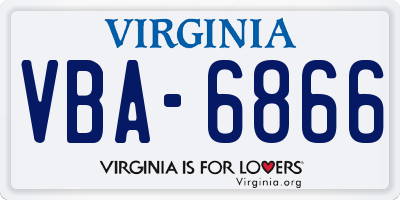 VA license plate VBA6866