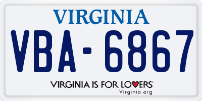 VA license plate VBA6867