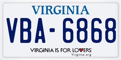 VA license plate VBA6868