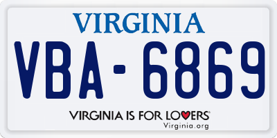 VA license plate VBA6869