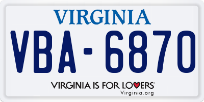 VA license plate VBA6870
