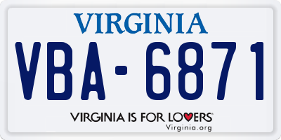VA license plate VBA6871