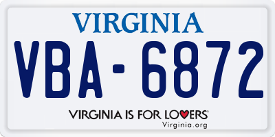 VA license plate VBA6872