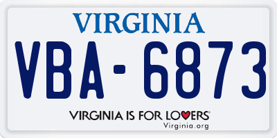 VA license plate VBA6873