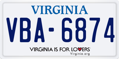 VA license plate VBA6874