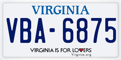 VA license plate VBA6875