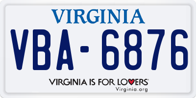 VA license plate VBA6876