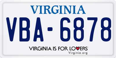 VA license plate VBA6878
