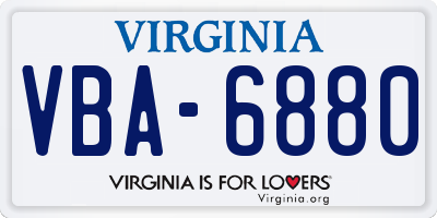 VA license plate VBA6880
