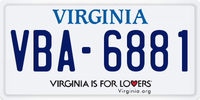 VA license plate VBA6881