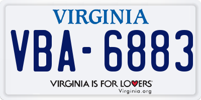 VA license plate VBA6883