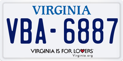 VA license plate VBA6887