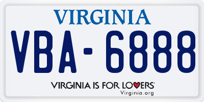 VA license plate VBA6888