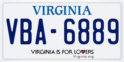 VA license plate VBA6889