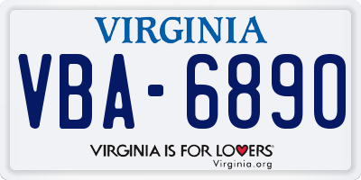 VA license plate VBA6890