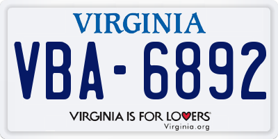 VA license plate VBA6892