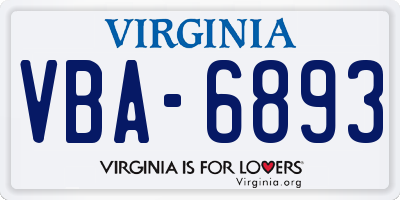 VA license plate VBA6893
