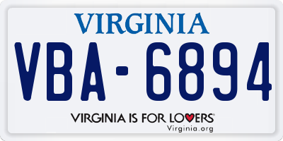 VA license plate VBA6894