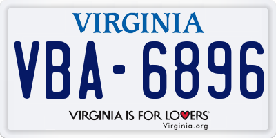 VA license plate VBA6896