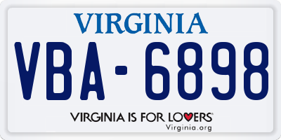 VA license plate VBA6898