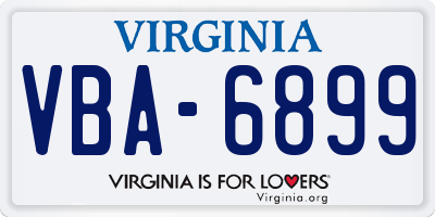 VA license plate VBA6899