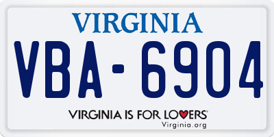 VA license plate VBA6904