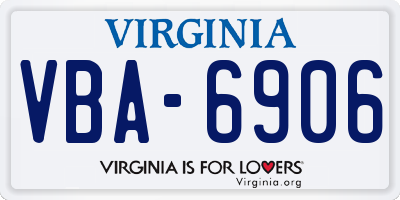 VA license plate VBA6906