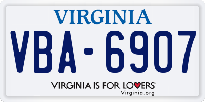 VA license plate VBA6907