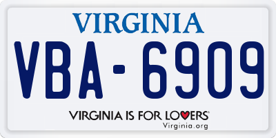 VA license plate VBA6909