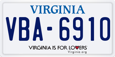 VA license plate VBA6910