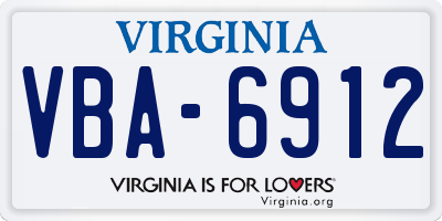 VA license plate VBA6912
