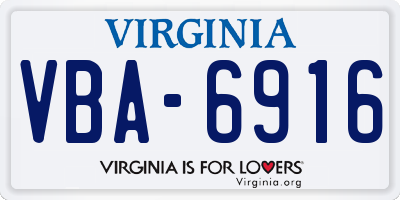 VA license plate VBA6916