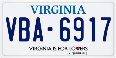 VA license plate VBA6917