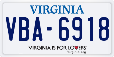 VA license plate VBA6918