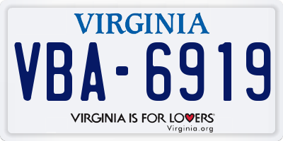 VA license plate VBA6919