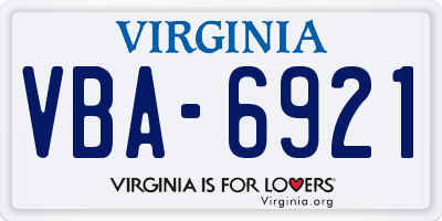 VA license plate VBA6921