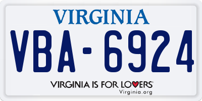 VA license plate VBA6924
