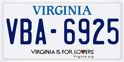 VA license plate VBA6925