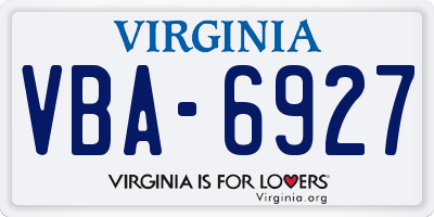 VA license plate VBA6927