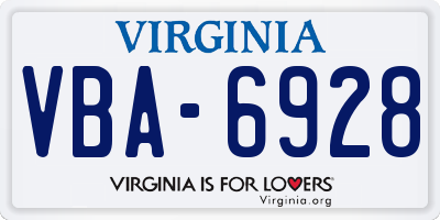 VA license plate VBA6928