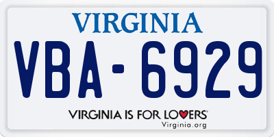 VA license plate VBA6929