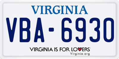VA license plate VBA6930