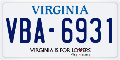 VA license plate VBA6931