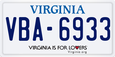VA license plate VBA6933