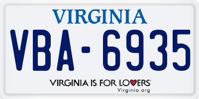 VA license plate VBA6935