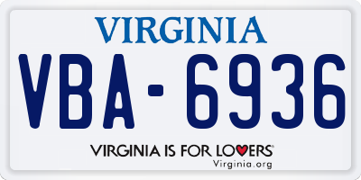 VA license plate VBA6936