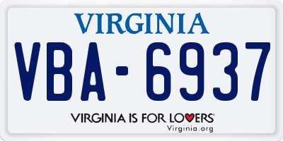 VA license plate VBA6937