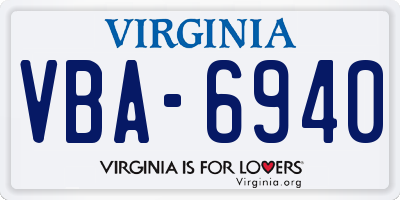 VA license plate VBA6940