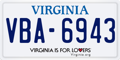VA license plate VBA6943