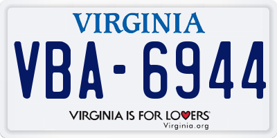 VA license plate VBA6944